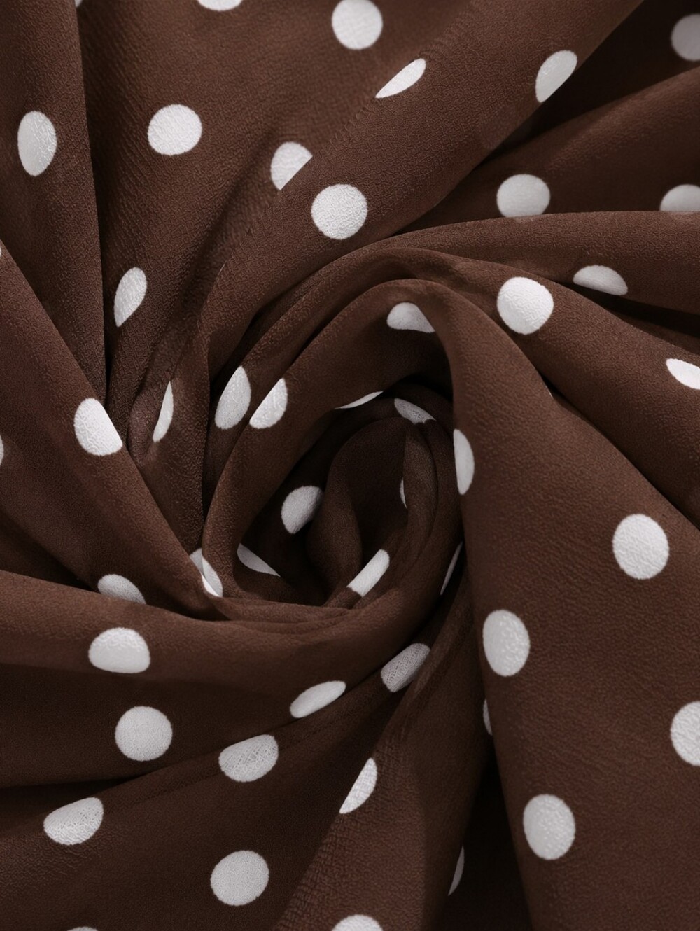 New Flowy Chiffon Polka Dot Halter Ruched Maxi Dress Brown White - Picture 11 of 13